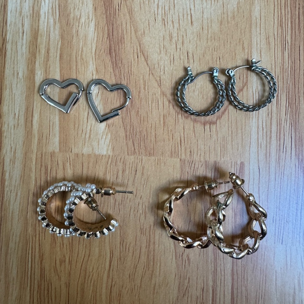 Elegant Silver and Gold Hoop Earrings Set